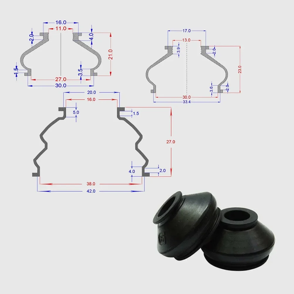 Lot De 6 Protège-poussière En Caoutchouc Pour Rotules De Direction - Noir - Taille Universelle