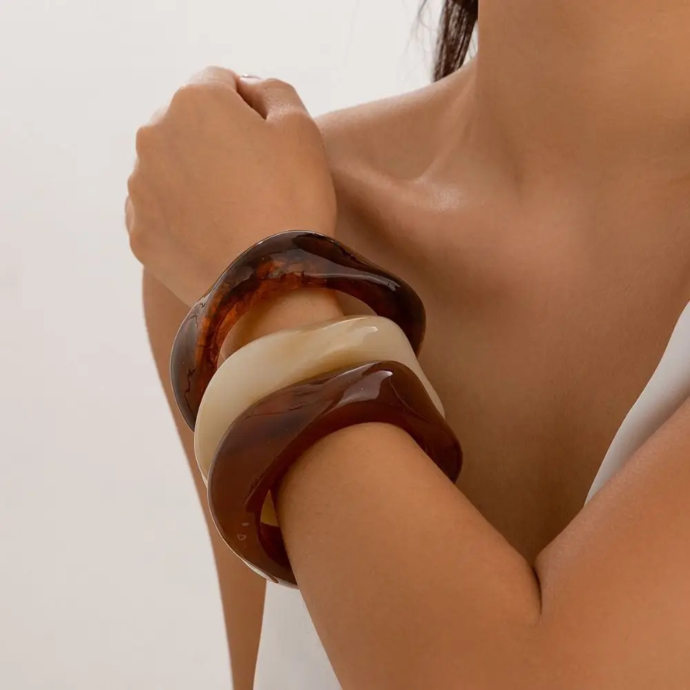 Set di 3 braccialetti in resina da donna, bracciali rigidi, bracciali