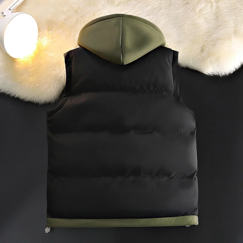 Down Cotton Vest men down vests down jacket mens jacket Male Autumn Winter Middle School Students Loose Brand Fashion Trend Thickened Waistcoat Cotton-padded Jacket