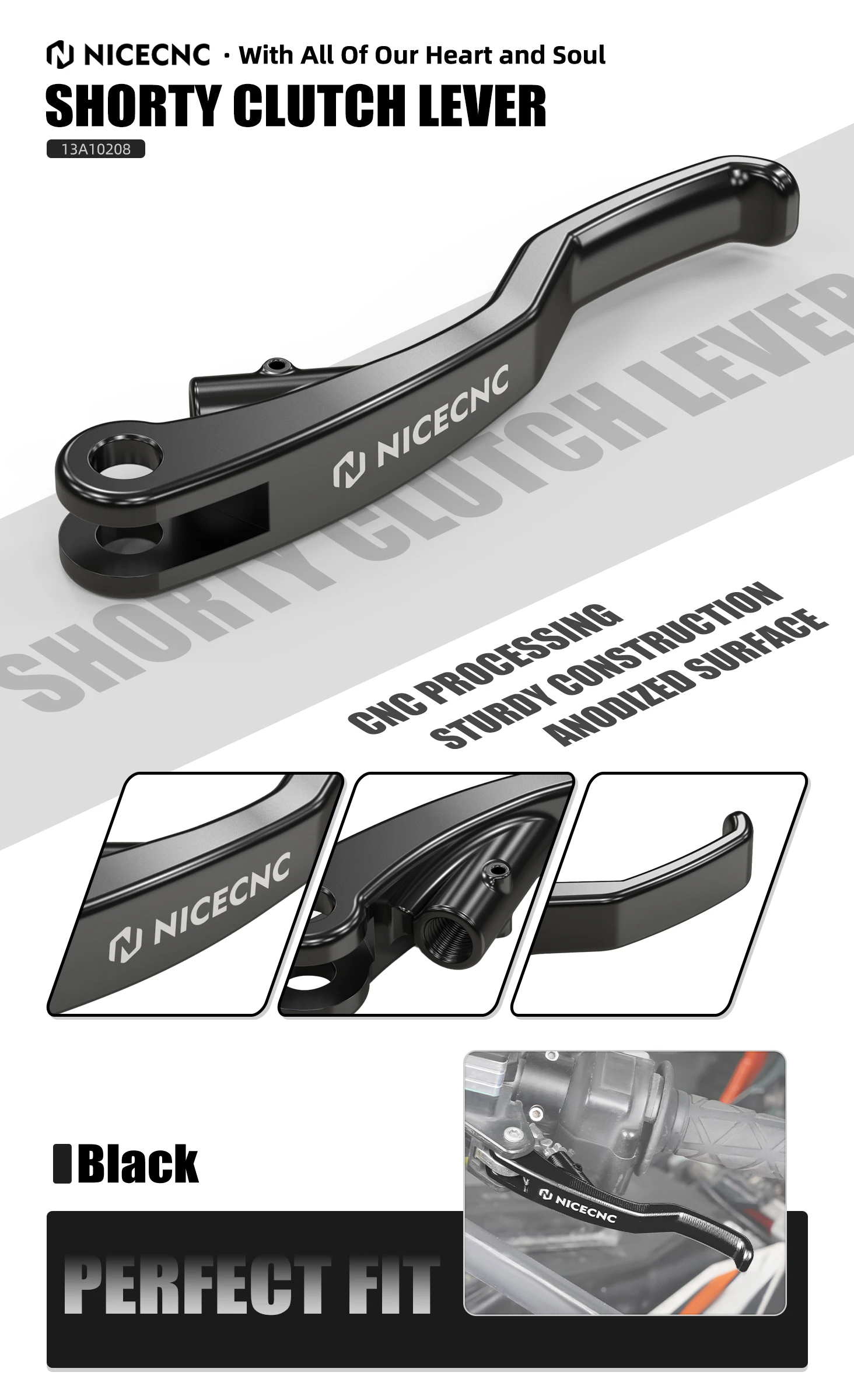 NICECNC Kurzer Brems- und Kupplungshebel für KTM 690 Enduro R 690 SMC R 2014-2023 Husqvarna 701 Enduro SM 16-2023 GasGas 700 SM ES – Detail 8