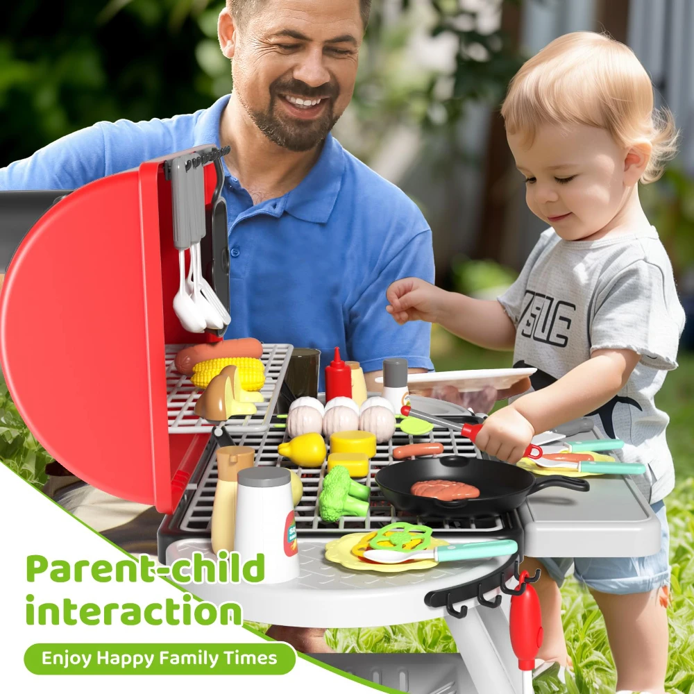 WizKidz Kids Kitchen Playset BBQ Grill Pretend Play Toys for Kids Age 3+ Toddler Kitchen Gifts for Boys Girls Birthday Christmas