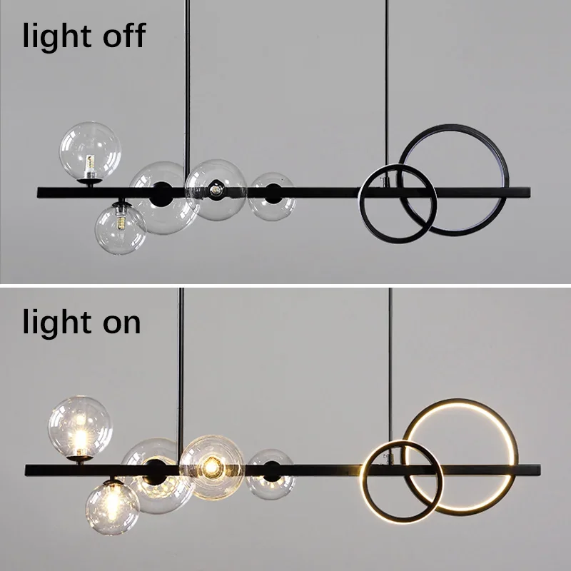 Scandinavia LED Chandelier with Glass Ball Pendant Light for Kitchen Table Dining