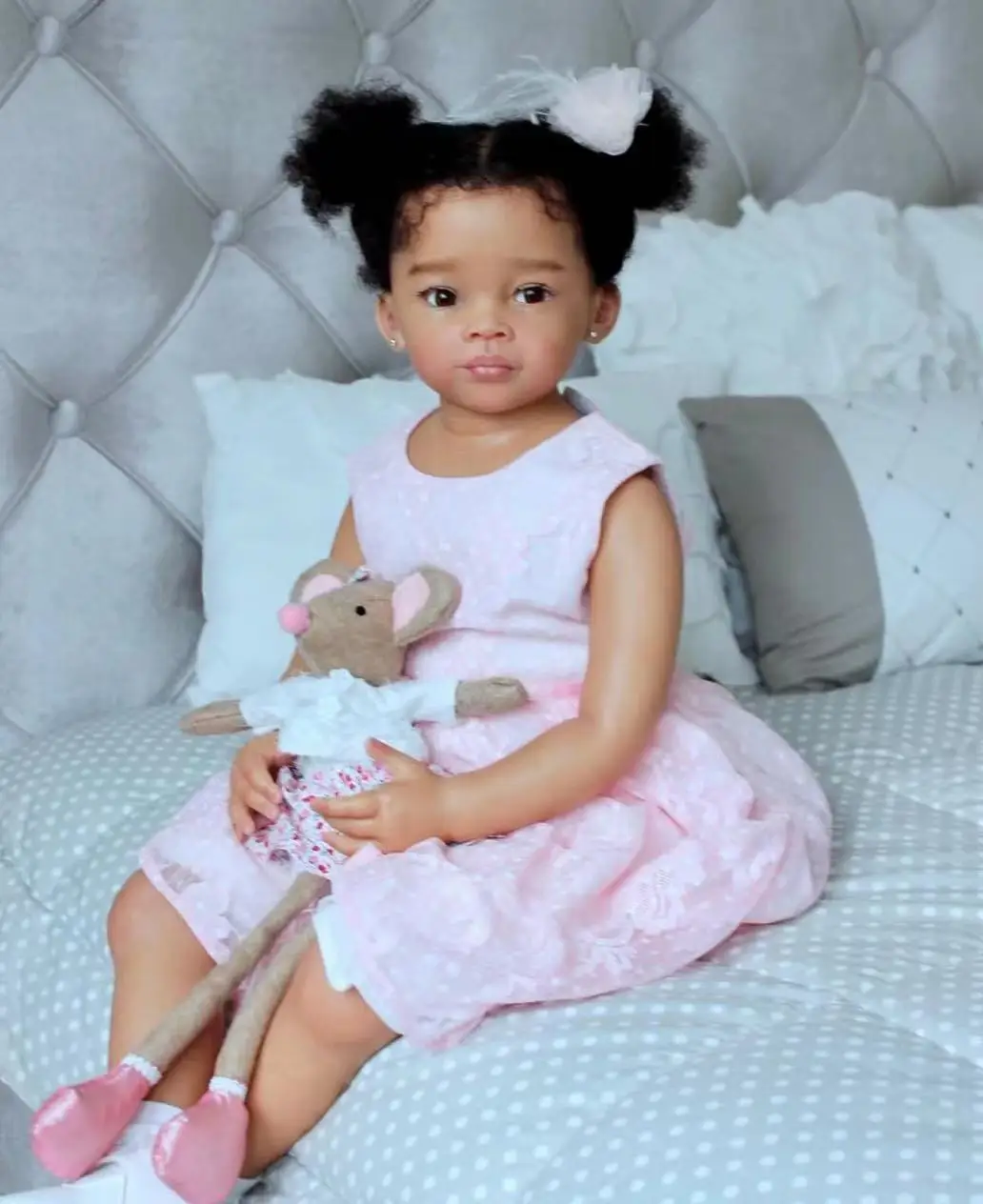 FBBD Customized Limited Supply 32inch Reborn Baby Meili With Hand-Rooted Hair Already Finished Doll Christmas Gift fbbd customized limited supply 32inch reborn baby doll meili dark skin with curly hair already finished doll different dress