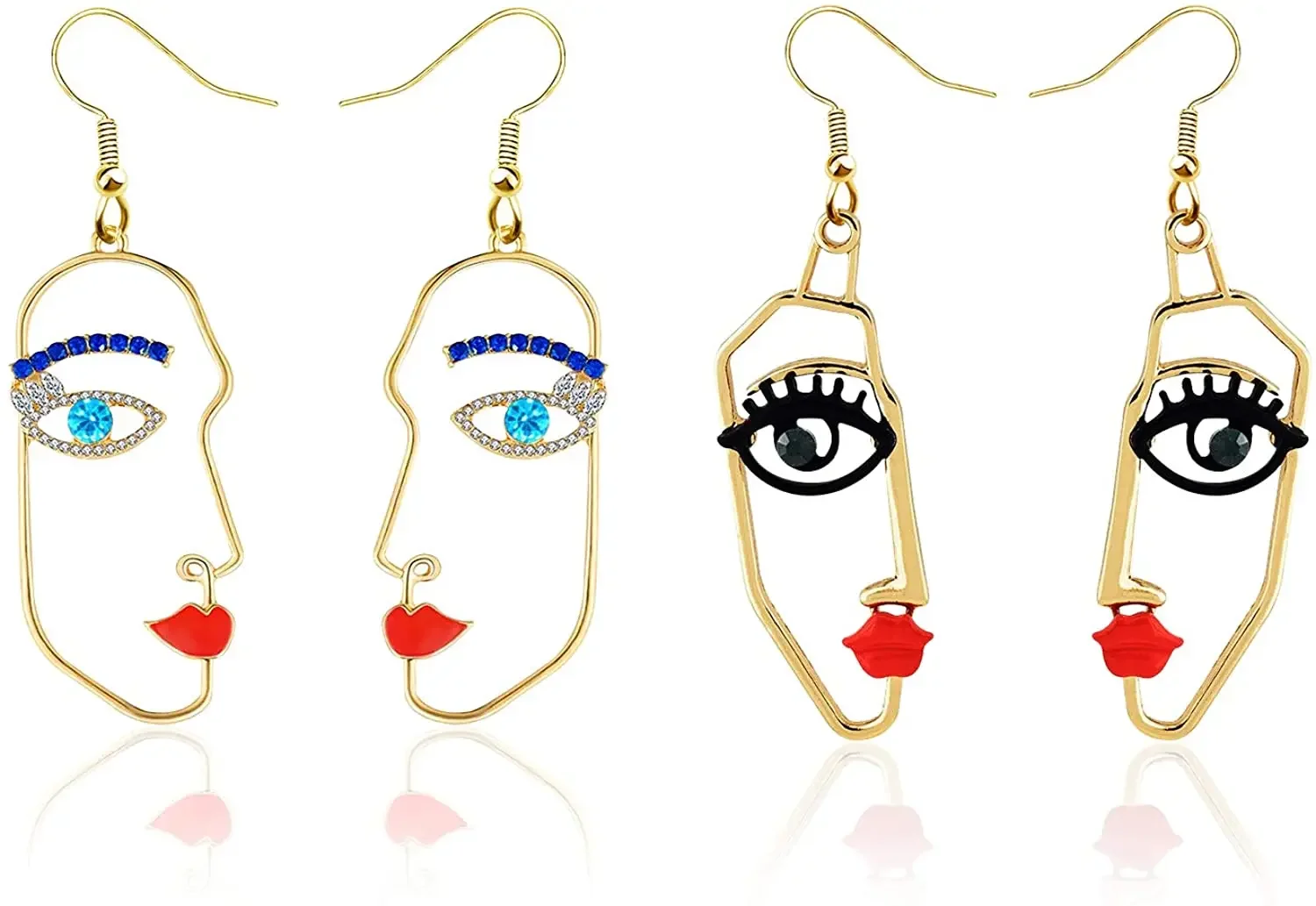 Hollow Human Face Earrings for Women Girls Abstract Art Earring 2PC Hypoallergenic Dangle Contour Jewelry dangle earrings