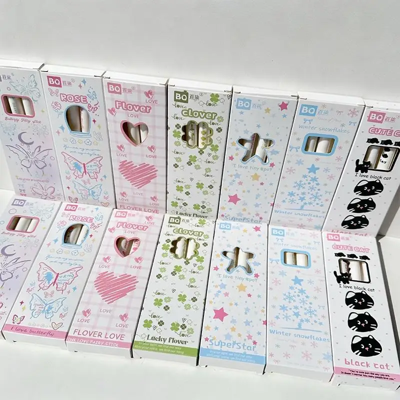 4pcs 럭키 펜 창의력 회전 펜 개폐식 꽃 젤 펜 0.5mm 파인 팁 빠른 건조 검정 잉크 사무실 학교 문구