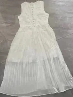 JUNLINNA-فستان نسائي بدون أكمام من الدانتيل المطرز بطيات ، عطلة الشاطئ ، الموضة ، توسعة الأميرة ، الصيف 1