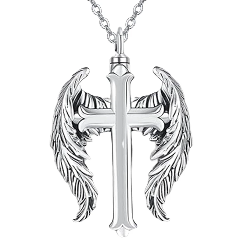Cross Wing Cremation Jewelry for Ashes Urn Necklace Memorial Keepsake Pendant