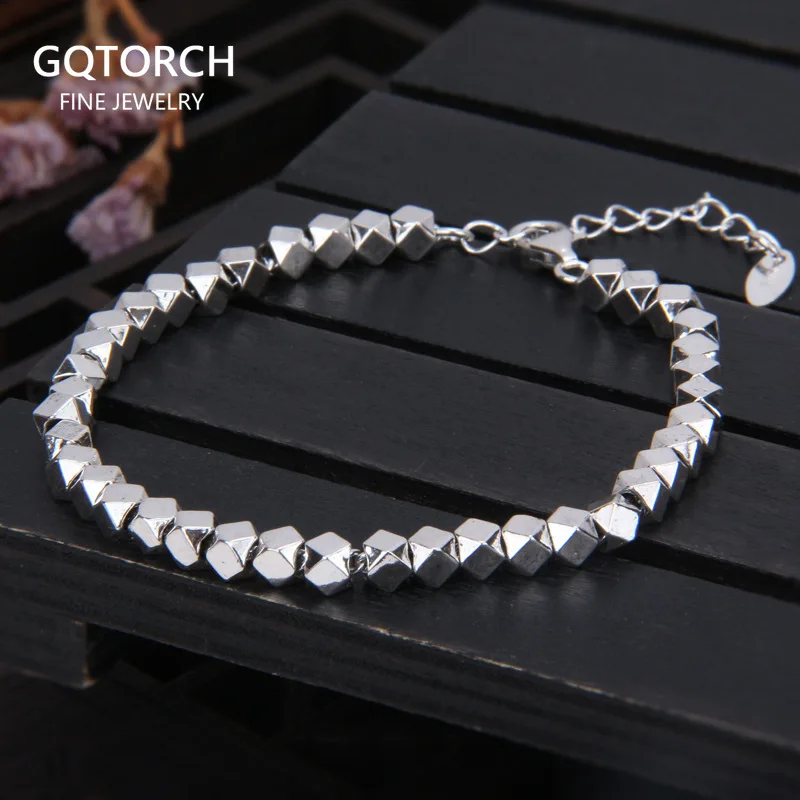 

925 Sterling Silver Cute Women Rhombus Bracelet Simple Fashion Geometric Hand Accessories Girlfriends Party Jewelry Gift