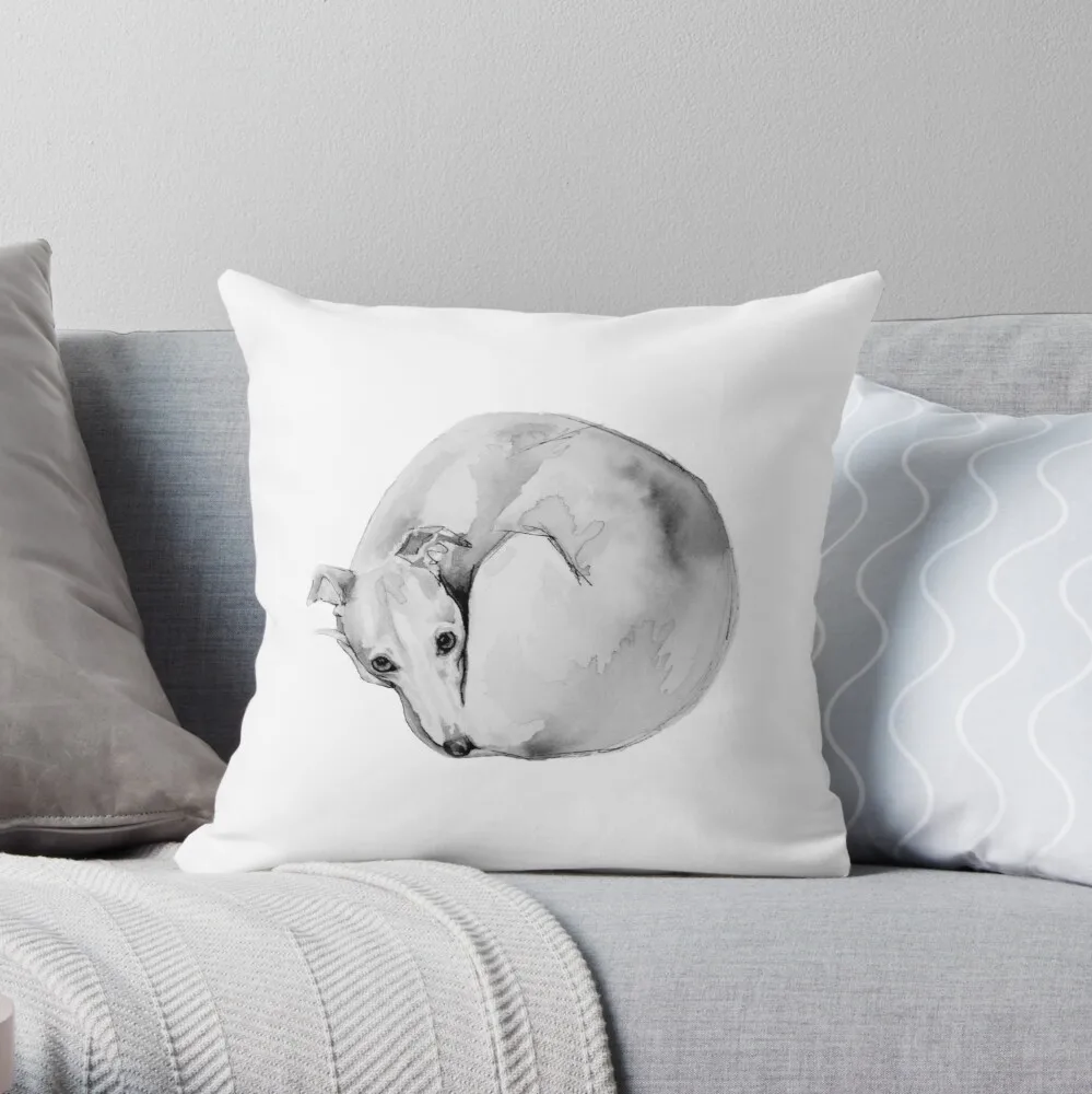 

Whippet Curling Up To Sleep Throw Pillow Sofa Covers