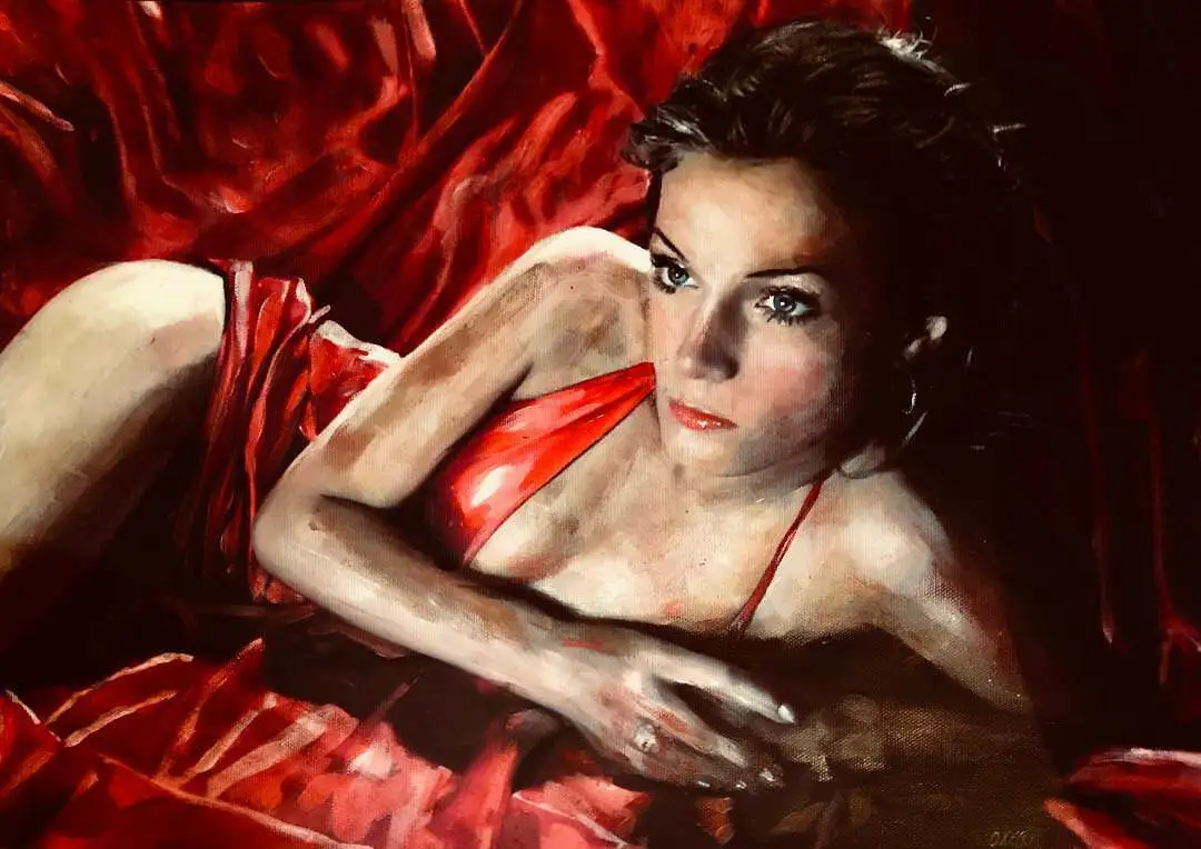 

100%Handmade WILLIAM OXER ORIGINAL CANVAS "The Actress" English Pretty Woman PAINTING