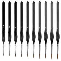 Precision Detail Paint Brush Set - 10 Fine Brushes for Acrylic, Watercolor, Oil, Face, and Nail Art (10pcs)
