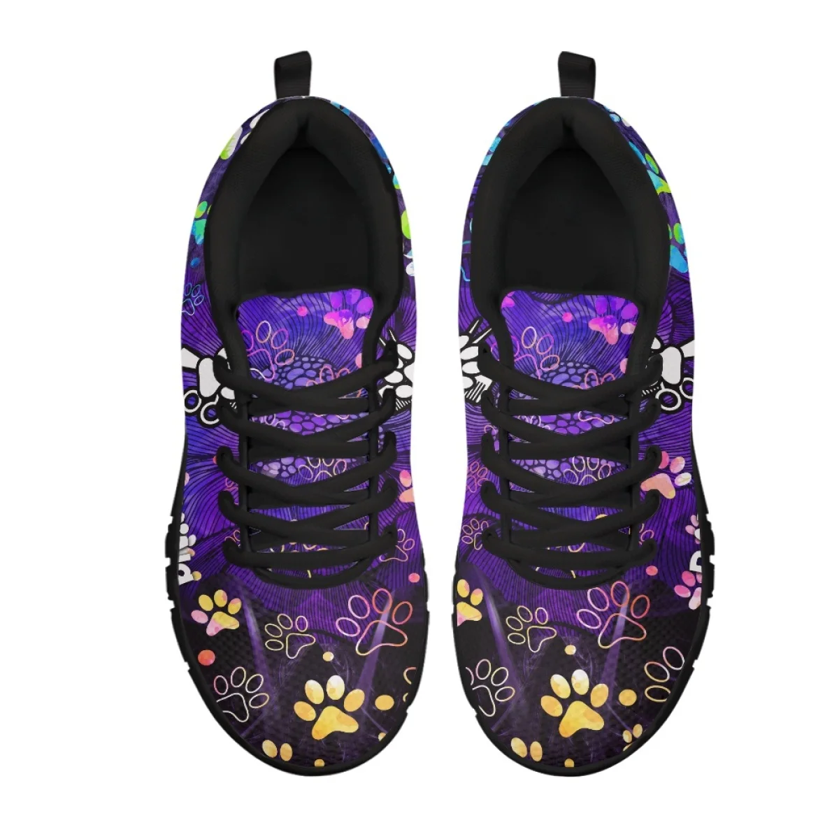 INSTANTARTS Dog Groomer Hairdresser Purple Design Women's Flat Shoes Comfortable Light Lace-up Sneakers Dog Paw Print Walkings