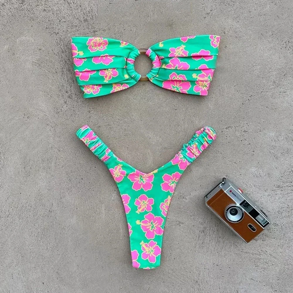 

Micro Bikini Push Up Women Swimsuits 2024 Sexy Female Swimwear Brazilian Bikini Set Thong Biquini Swim Suits Print Beachwear