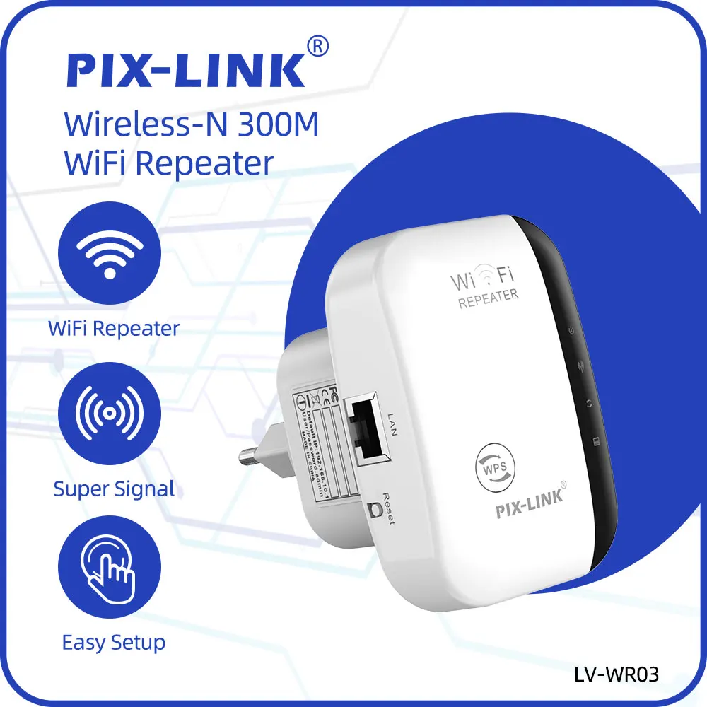 PIX-LINK WR03 Wireless WiFi Repeater Extender 300M White Wi