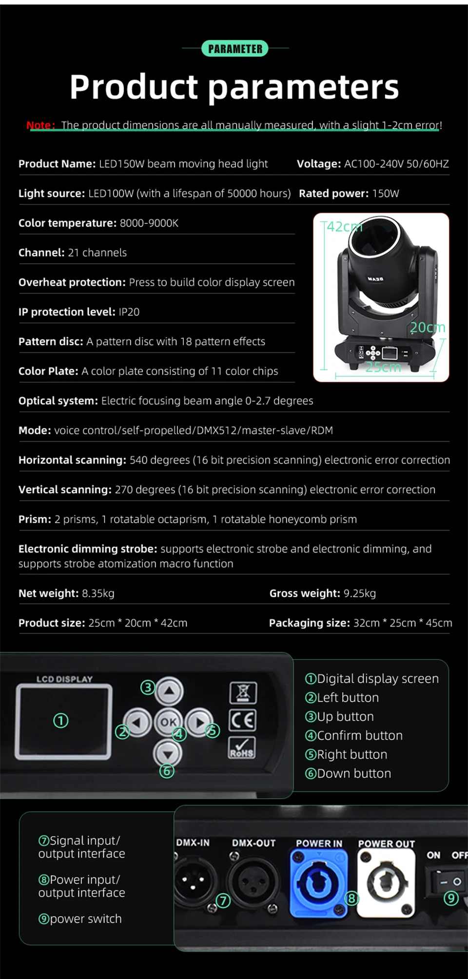 Led 150W Disco DJ Light Sharpy Beam Moving Head Light DMX Stage Beam Moving Head
