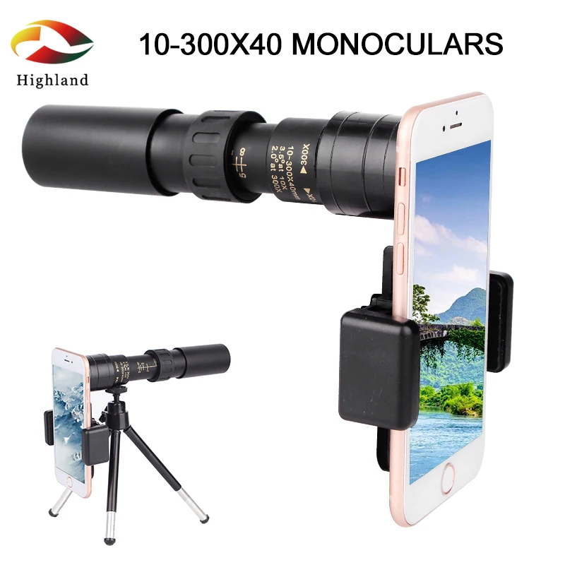 

10-300X40 Telescopic Zoom Pocket Metal Monocular Bak4 Prism High Magnification Outdoor Camping Hunting Binoculars