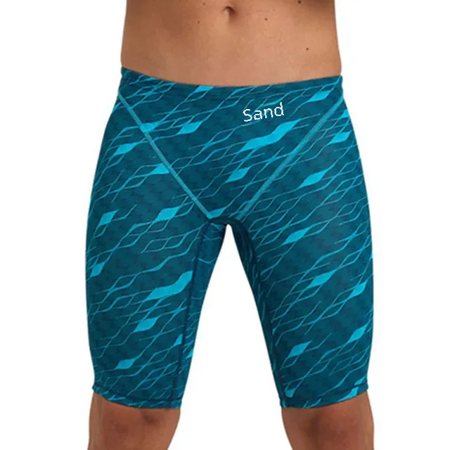 thumbnail image 1 of Traje de baño profesional para hombre, estilo transfronterizo, impermeable, de secado rápido, cómodo, transpirable, bañador largo para deportes de playa, 1 of 5