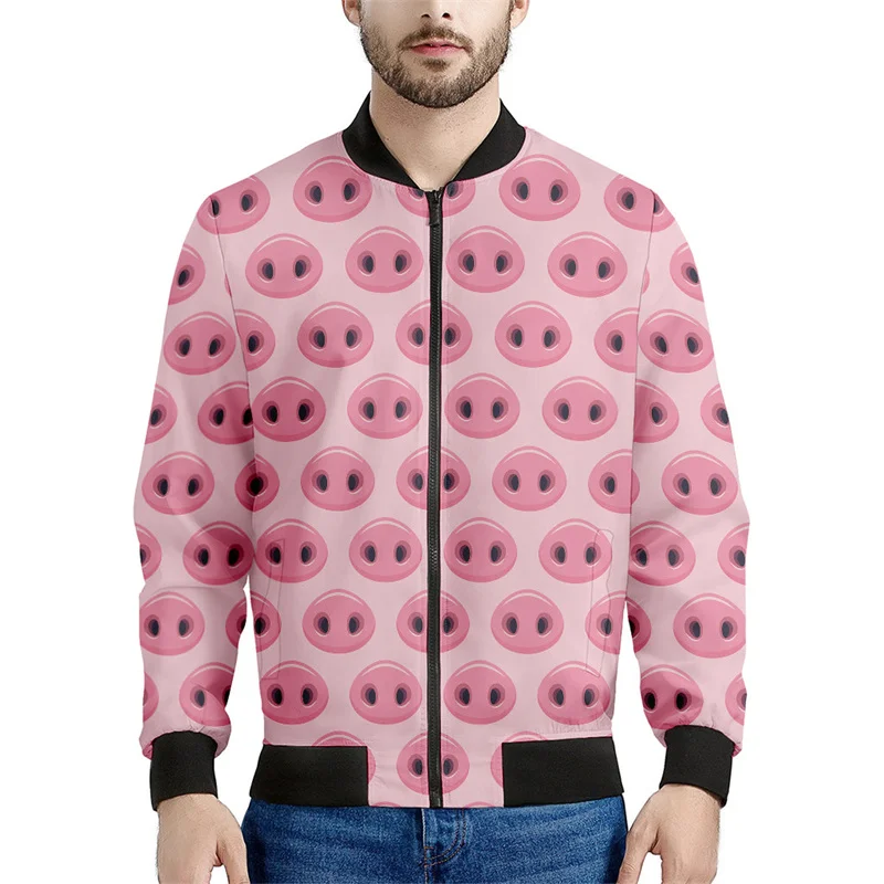 thumbnail image 1 of Chaqueta con estampado 3D de cerdo de dibujos animados para hombre, chaqueta con cremallera y estampado de animales, abrigo informal de primavera y otoño, sudadera con cremallera, 1 of 5