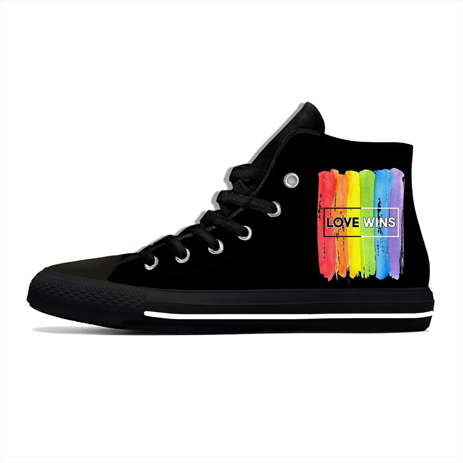 Hot Summer Classic Love Wins Rainbow Vintage Novelty Design Lightweight High Top Canvas Shoes Men Women Casual Board Shoes
