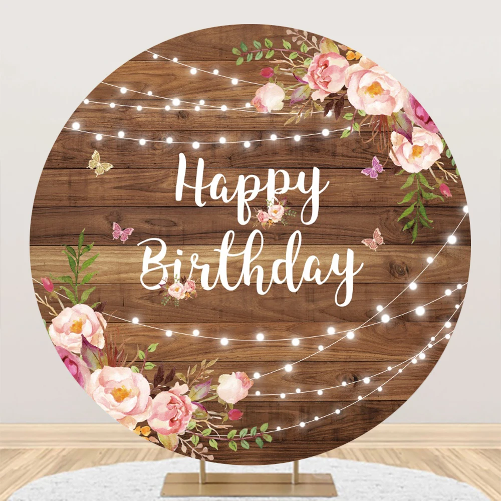Aazon.co : Rustic Wood Round Backdrop Cover 7.2 Ft Brown Wooden Board