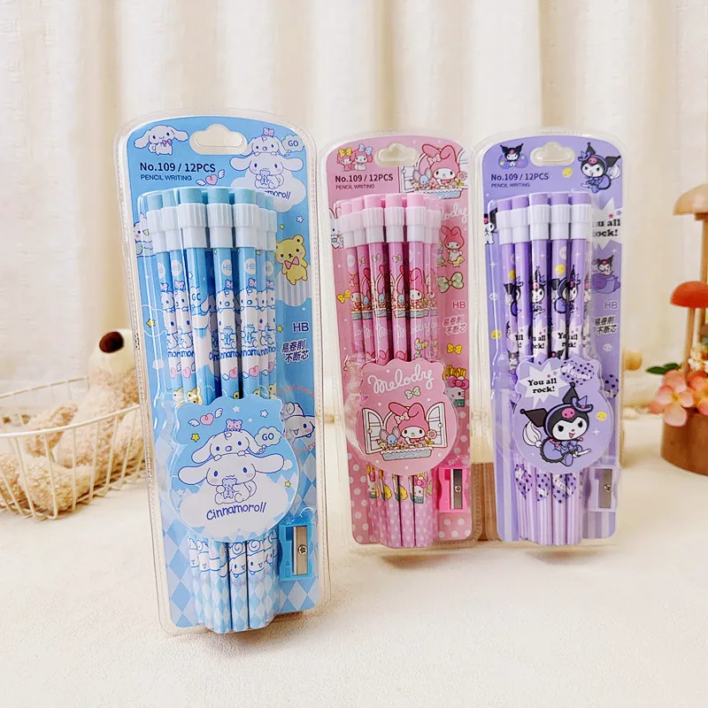 

Cinnamoroll Kuromi Anime Kawaii Sanrio Students Hb Pen Cute My Melody Cartoon Send Eraser Pencil Stationery Gifts for Kids