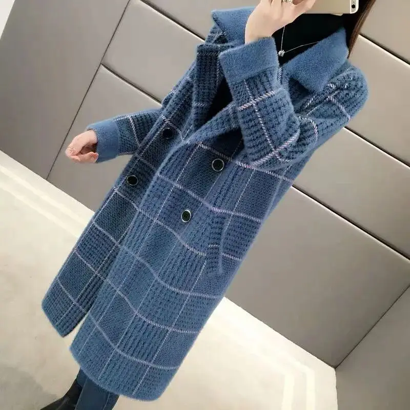 Imitation Mink Fleece New Autumn/Winter Mid Length Coat 2023 Korean Loose Fashion Women's Thickened Cardigan Coat