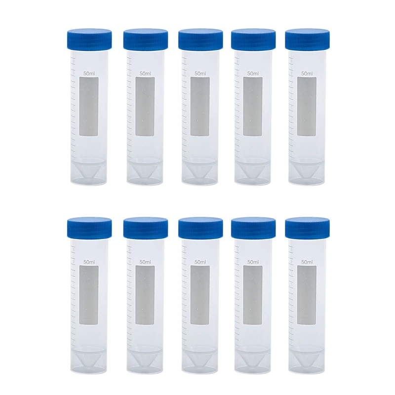 

10 Pieces 50Ml Plastic Transparent Centrifuge Tube With Scale Plastic Test Tube Free-Standing With Screw Cap
