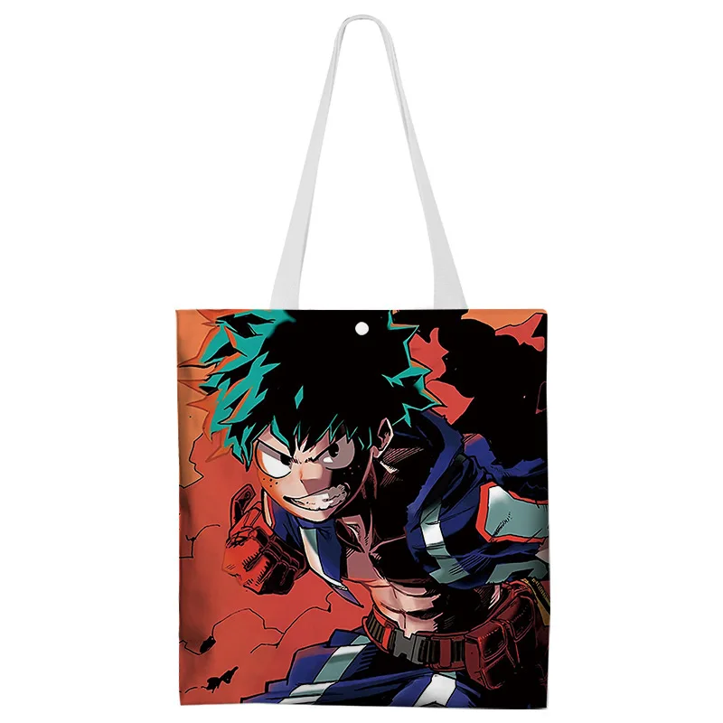

Animation My Hero Academia Midoriya Izuku Double-Shoulder Bag Canvas Colorful 2-side Printing Shopping Bag Tote Bag