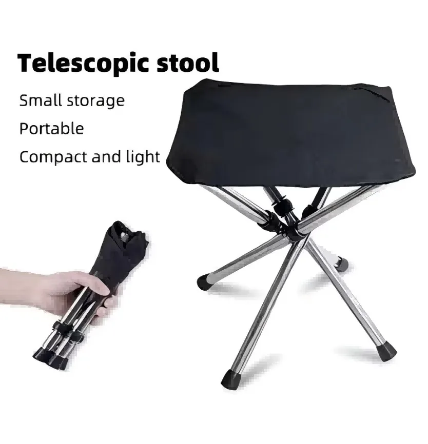Sgabello Treppiede da Esterno Portatile Telescopico Pieghevole per Campeggio, Sedia da Spiaggia, Attrezzatura da Pesca