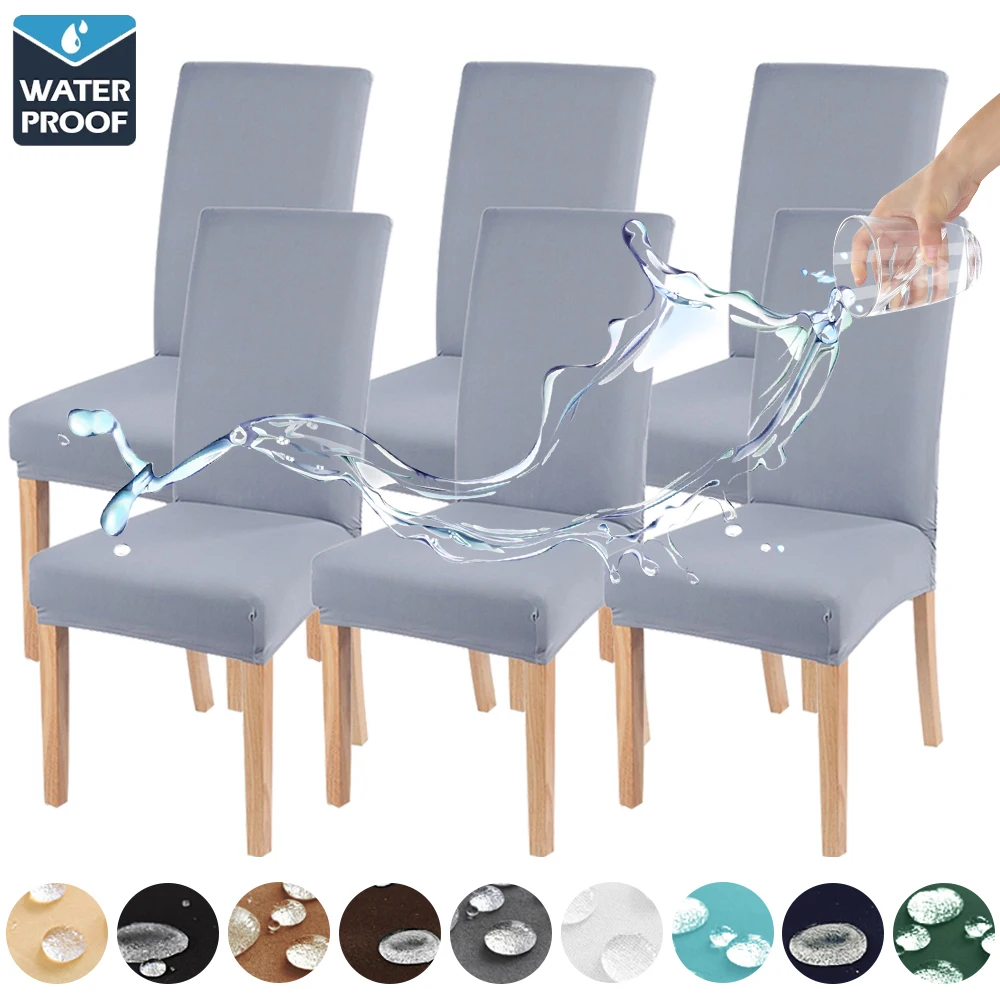 Waterproof Solid Color Chair Cover Stretch Spandex Protector Seat Case