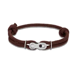 MKENDN Men's Punk Rock Bicycle Chain Bracelet with Nautical Rope and Magic Buckle Accessory (Coffee)