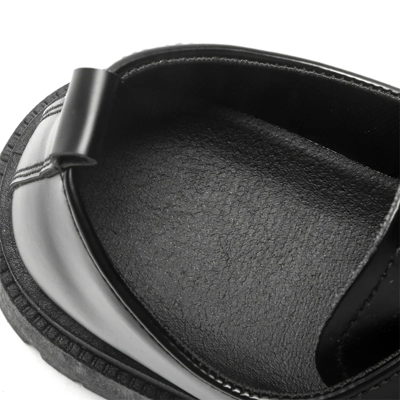 Mode Dicke Sohle Leder Männer Casual Schuhe Klassische Formale Business Männer Kleid Schuhe Atmungsaktive Lace-Up Handgemachte Schuhe Mokassins – Detail 9
