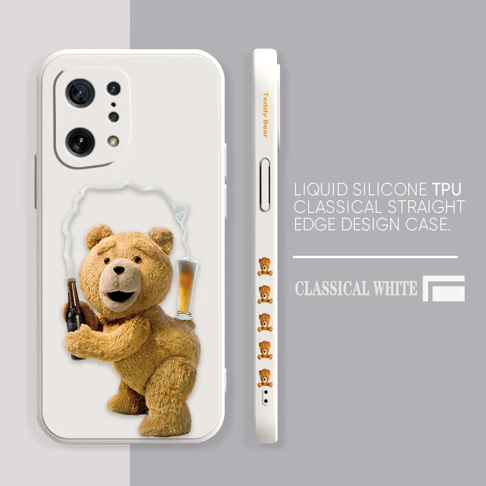 Funda de silicona líquida para OPPO FIND X6 X3 REALME X7 X50 RENO 2 4Z 4 6 Lite 5Z 5F 4G 5G PRO, bonito oso de peluche