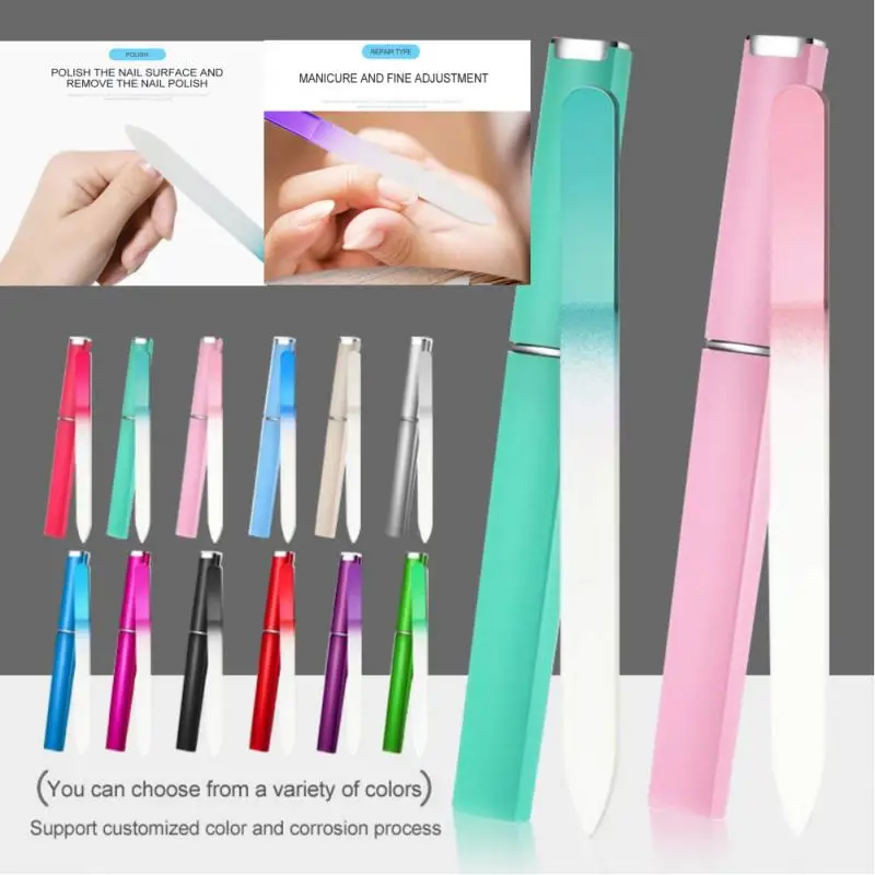 2pc Crystal Glass Nail File Professional Polished Manicure Tools With