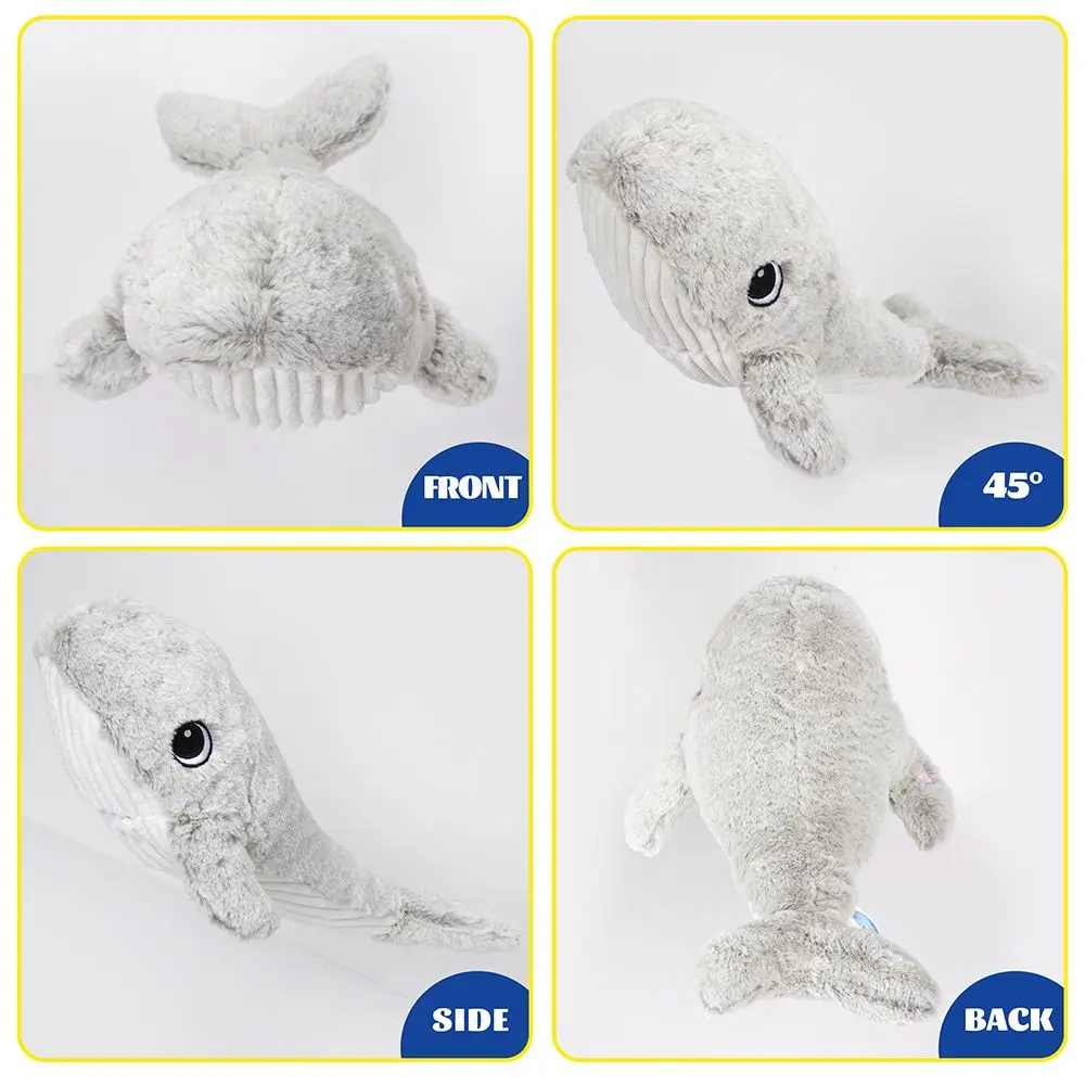 46cm Grey Whale LED Luminous Plush Toy Animal Throw Pillow Soft and Comfortable Children's Cotton Filled Cushion Gift for Girl