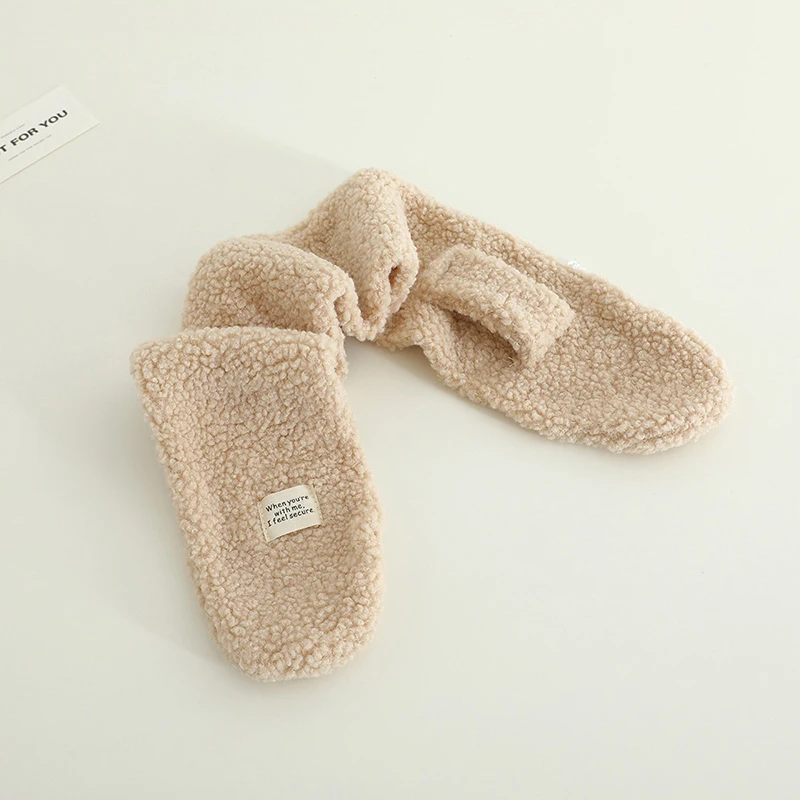 Korean Simple Kids Cross Scarf Lamb Wool Winter Baby Neckerchief Windproof Warm Solid Color Girls Boys Scarves