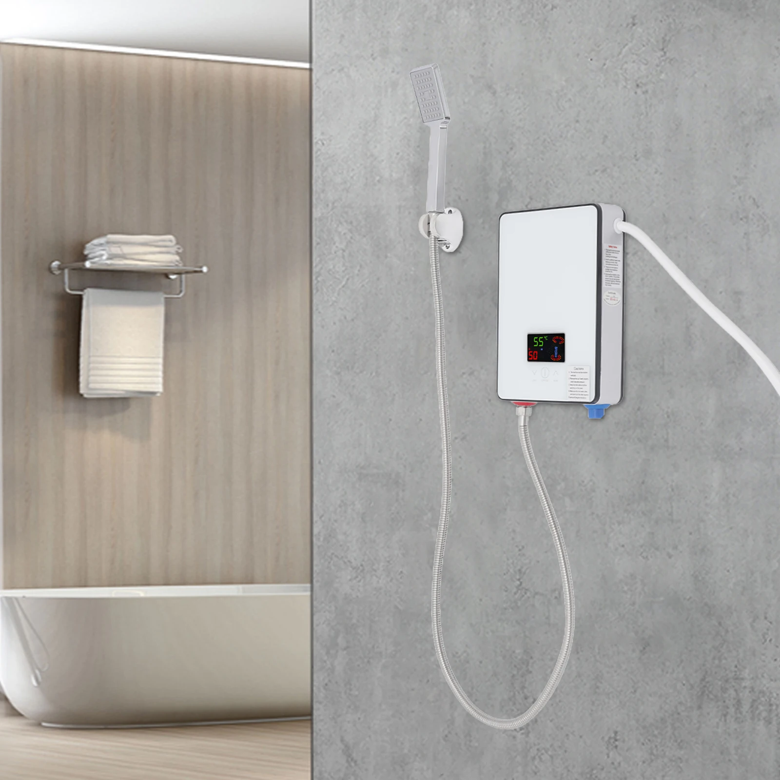 4500W 110V Water Heater Touch Screen Electric Water Heater Instantaneous Heater On Demand Bath Shower