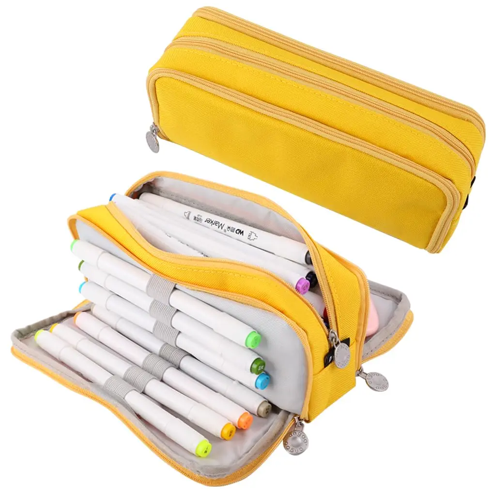 Spacious Triple-Section Pencil Case & Stationery Organizer