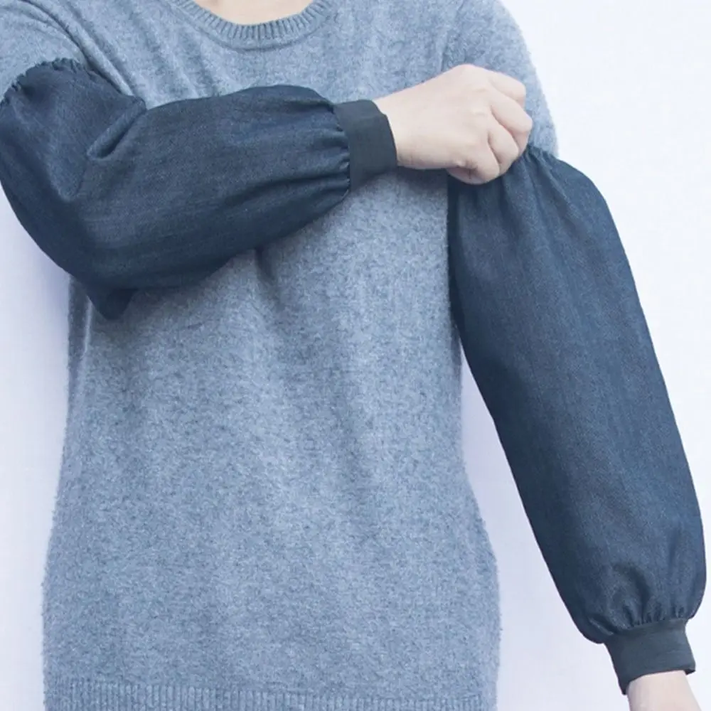 Durable Dark Blue Arm Protective Sleeves Thickened Wear Resistant Denim Oversleeves Welder Protection Denim Lengthen Cuff