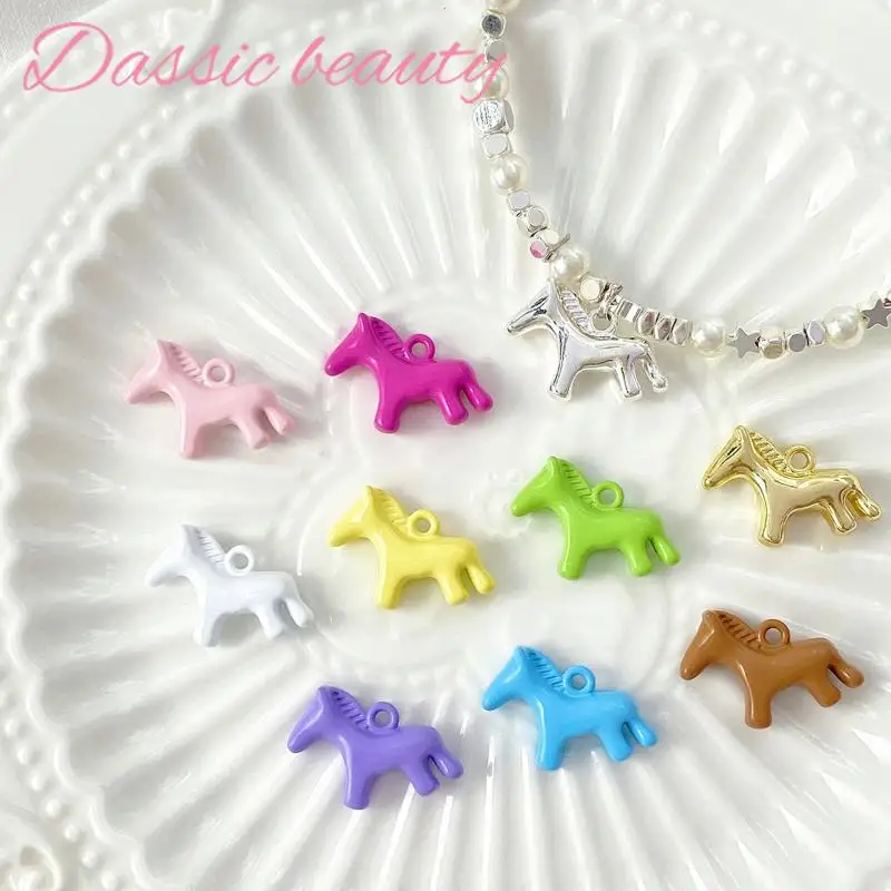 5Pcs Color Pendants Horse Animal Pendant Charms Handmade Necklace Earrings Accessories Diy Jewelry Making Findings