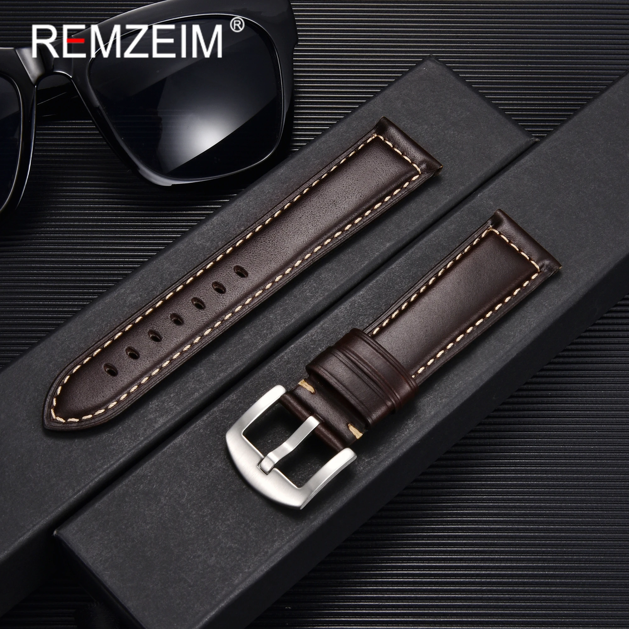 Premium Genuine Leather Vintage Watchband - Oil Waxed Blue, Brown, Black Straps
