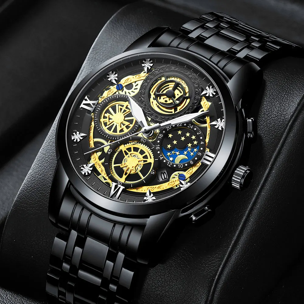 

2023 Mens Watches Top Brand Stainless Steel Hollow Sports Waterproof Quartz Watch Men Military Wristwatch Relogio Masculino