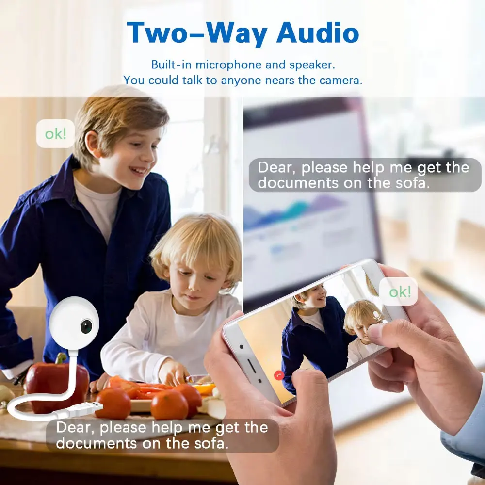 Tuya Smart 2K 5MP Mini IP Camera Indoor Wireless Security Baby Monitor USB Plug Surveillance AI Auto Tracking Baby Cam Portable 2