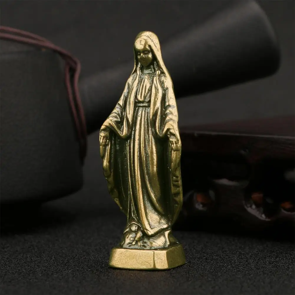 Benison Hand-painted Holy Mother Statue Miniatures Desktop Ornament for Household