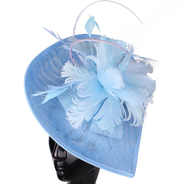 Lavender Imitation Sinamay Fascinator Hats Ladies Women Chi Wedding Elegant Headpiee Feather Flower Hair Accessories Hair Clips 2