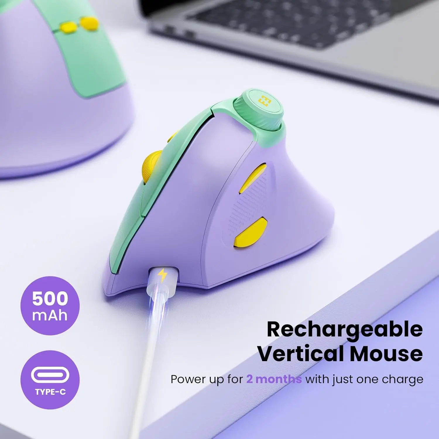 ماوس مريح قابل لإعادة الشحن USB + ماوس لاسلكي عمود...