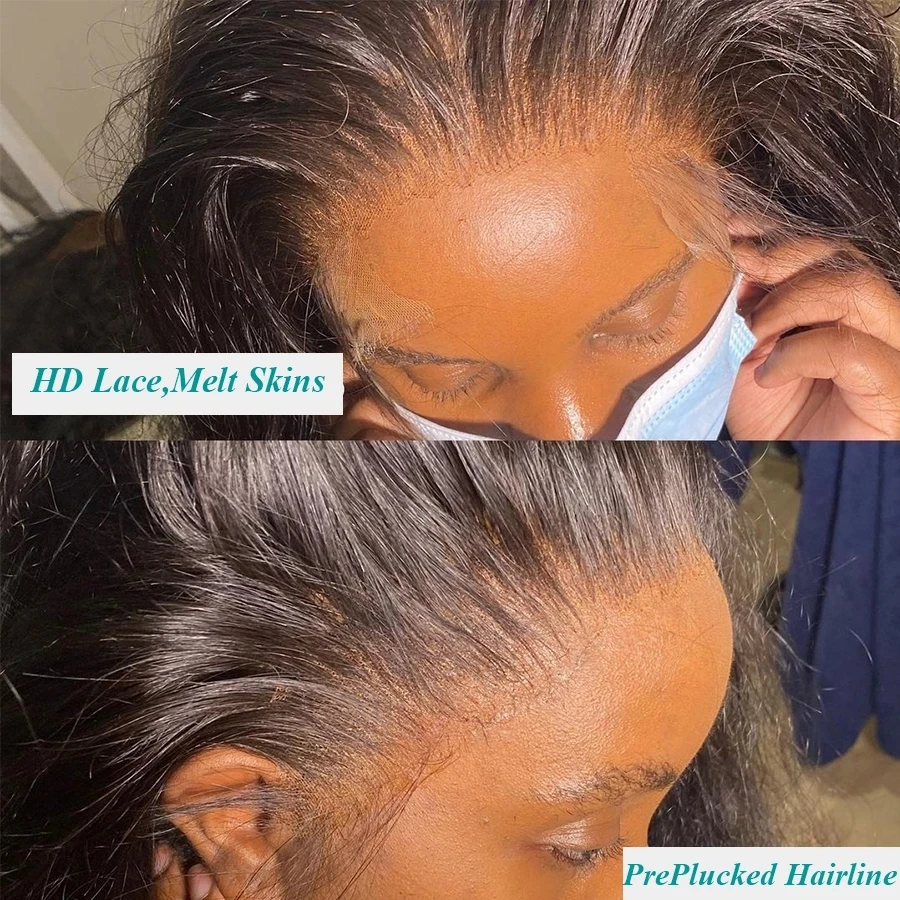 13x6 HD Lace Frontal 7x7 HD Lace Closure Bleached Knots Brazilian Straight Transparent PrePlucked With Baby Hair Human Hair