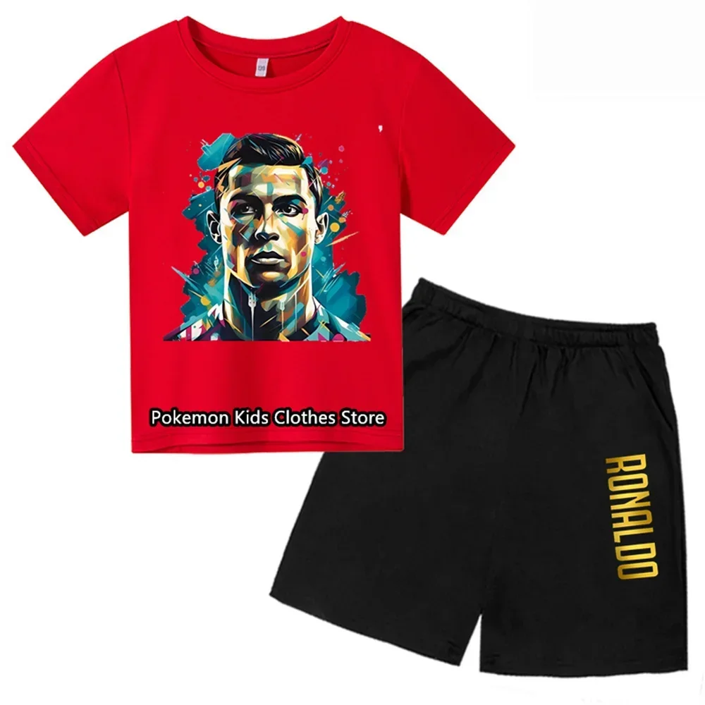 Tshirt Set Kids Summer Children Clothing Baby Boys Girls Clothing Children Sports Short Sleeve Fashion Ronaldo Jersey for Kids 6