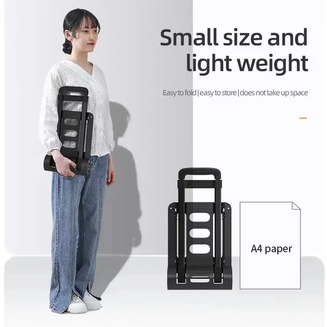 Összecsukható Kézi Teherautó Nagy Teherbírású Poggyászkocsi Segédprogram Dolly Platformkocsi 2 Kerékkel 1 Elasztikus Kötelek Az Utazás Mozgó Vásárláshoz - Image 5