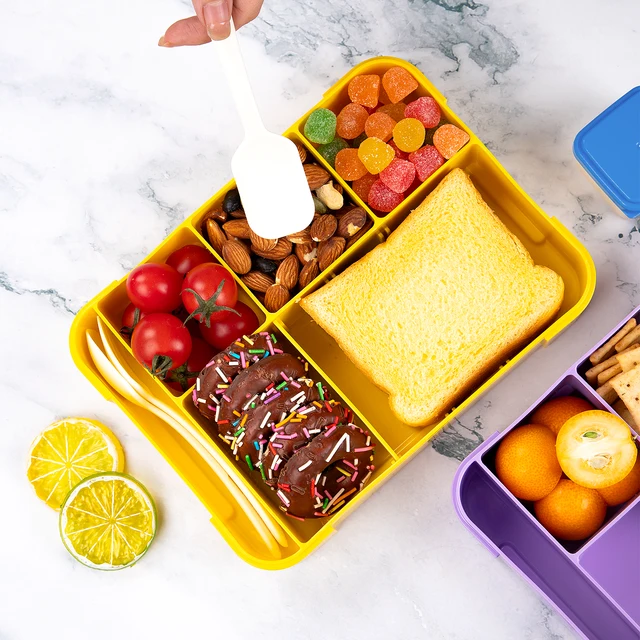 Boîte à déjeuner de 1330ML, boîtes à Bento pour adultes, récipients alimentaires avec 6 compartiments et vaisselle pour le travail des collations, chauffage au four à micro-ondes à l'école 4